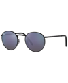 Ray Ban Unisex Sunglasses, Rb3637 New Round 50 In Black