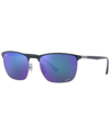 Ray Ban Rb3686 Chromance Sunglasses Matte Blue Frame Blue Lenses Polarized 57-19 In Blue On Gunmetal