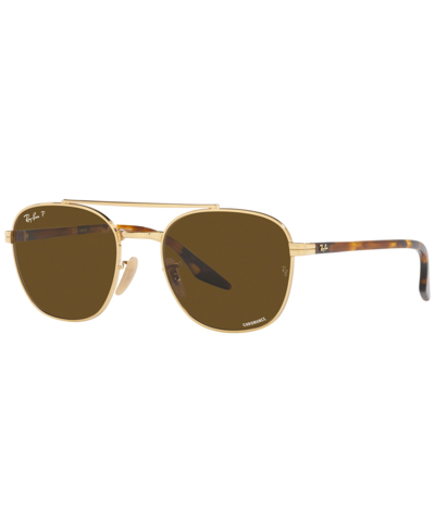 Ray Ban Rb3688 Chromance Square-frame Metal Sunglasses In Gold