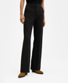 Mango Tailored Straight Leg Pants In Black In Black