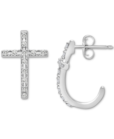 Wrapped Diamond Cross Earrings (1/8 Ct. T.w.) In 14k White Or Yellow Gold, Created For Macy's
