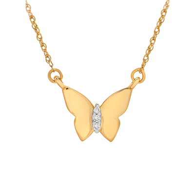 Wrapped Diamond Accent Butterfly 17" Pendant Necklace In 14k Yellow, White Or Rose Gold, Created For Macy's In White Gold