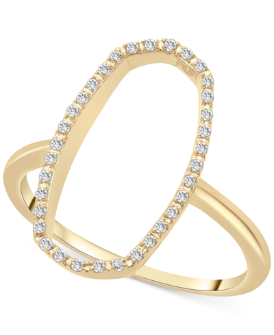 Wrapped Diamond Open Oval Frame Ring (1/10 Ct. T.w.) In 14k Gold Or 14k White Gold, Created For Macy