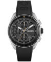 Hugo Boss Black-dial Chronograph Watch With Black Silicone Strap Men's Watches In Silver