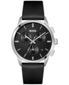Hugo Boss Chronograph Watch With Crocodile Leather Strap Men's Watches In Silver