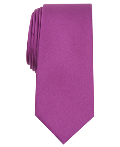 Alfani Men's Solid Texture Slim Tie, Created For Macy's In Berry