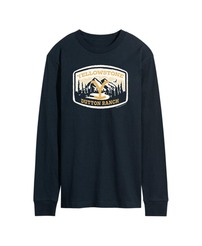 Airwaves Men's Yellowstone Mountain Scene Long Sleeve T-shirt In Blue