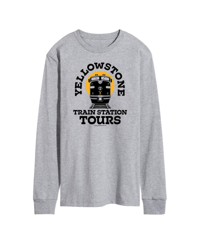 Airwaves Men's Yellowstone Train Station Tours Long Sleeve T-shirt In Gray