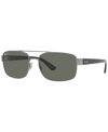 Ray Ban Rb3687 Sunglasses Black Frame Green Lenses Polarized 61-17 In Gunmetal