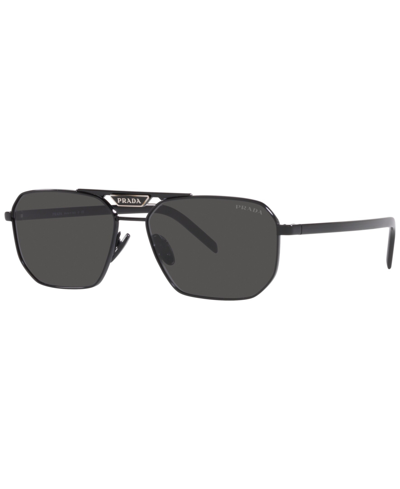 Prada Rectangular Men's Sunglasses, Pr 58ys In Black
