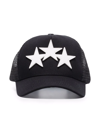 Amiri 3 Star Cotton Canvas Trucker Cap In Black White