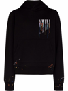 Amiri Black Embroidered Paint Drip Core Logo Hoodie In Schwarz