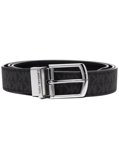 Michael Kors Logo-buckle Leather Belt In Black