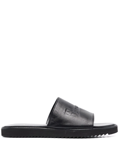 Billionaire Leather Flat Gummy Sandals In Black