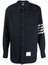 Thom Browne Flannel 4-bar Shirt In Blue