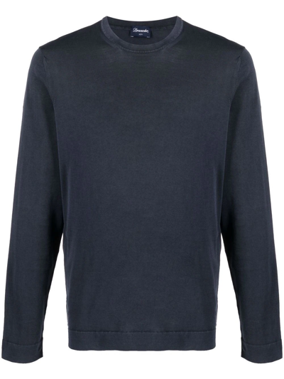 Drumohr Crew Neck Knitted Jumper In Blue