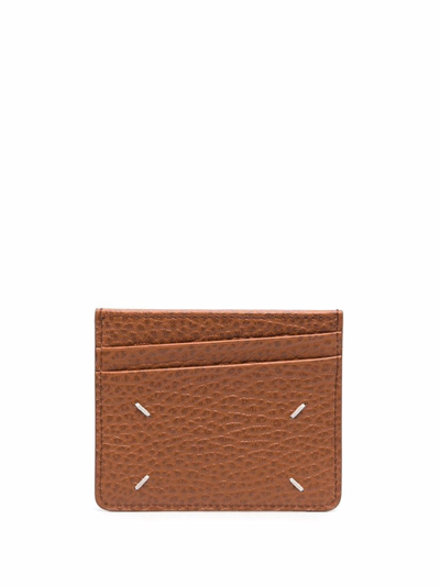 Maison Margiela Stitch-detail Cardholder Wallet In Brown