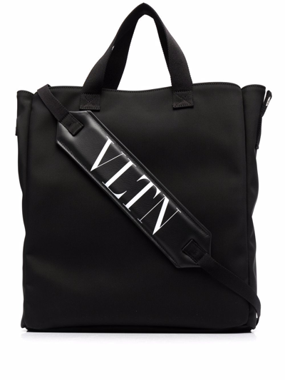 Valentino Garavani Vltn-logo Tote Bag In Schwarz