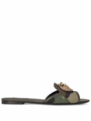 Dolce & Gabbana Women's Bianca Camouflage Gabardine Slides In Green