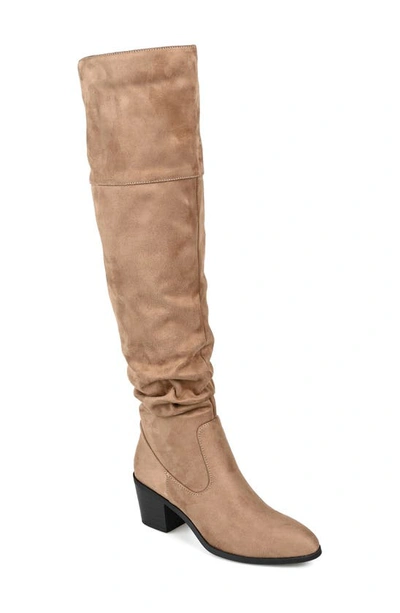 Journee Collection Zivia Faux Suede Boot In Taupe