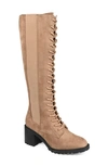 Journee Collection Jenicca Lace-up Tall Boot In Taupe