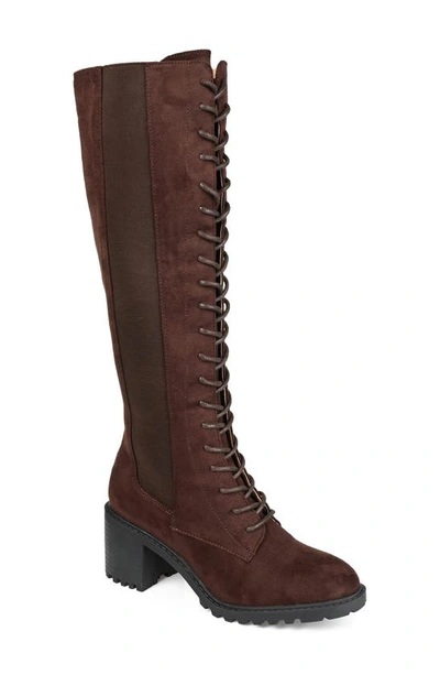 Journee Collection Jenicca Lace-up Tall Boot In Brown