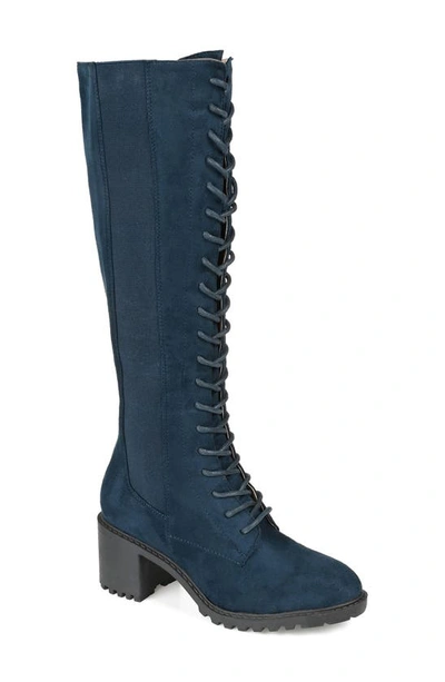 Journee Collection Jenicca Lace-up Tall Boot In Navy