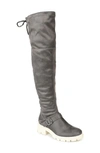 Journee Collection Salisa Buckled Lug Sole Boot In Grey