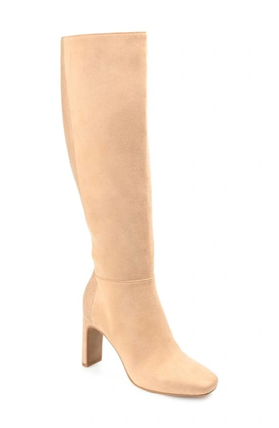 Journee Collection Elisabeth Croc Embossed Tall Boot In Nude