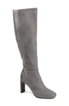 Journee Collection Elisabeth Croc Embossed Tall Boot In Gray