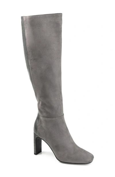 Journee Collection Elisabeth Croc Embossed Tall Boot In Grey