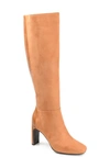 Journee Collection Elisabeth Croc Embossed Tall Boot In Tan