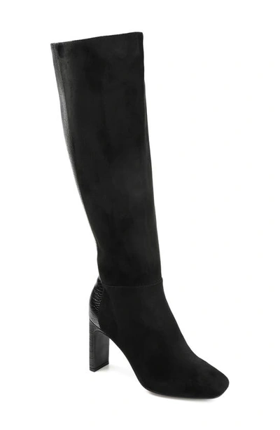 Journee Collection Elisabeth Croc Embossed Tall Boot In Black