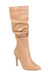 Journee Collection Sarie Ruched Shaft Pointed Toe Stiletto Boot In Tan
