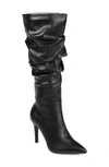 Journee Collection Sarie Ruched Shaft Pointed Toe Stiletto Boot In Black