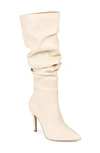 Journee Collection Sarie Ruched Shaft Pointed Toe Stiletto Boot In Sand