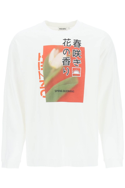 Kenzo Cotton Printed Oversized Fit Crewneck Sweatshirt In White
