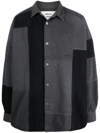 Ambush Logo-embroidered Patchwork Denim Shirt In Grey