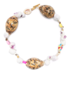Palm Angels Tan & White Graffiti Shell Necklace In Nude