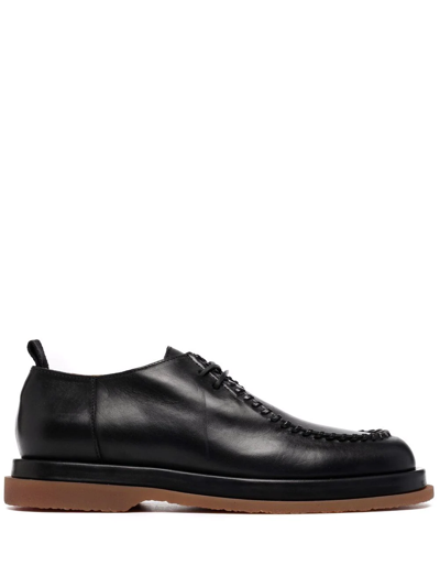 Buttero Leather Derby Shoes In Schwarz