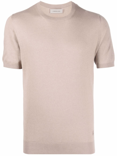 Corneliani Cotton-cashmere Crew T-shirt In Nude