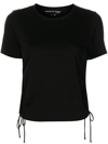 Veronica Beard Tazi Ruched Side Cotton T-shirt In Schwarz