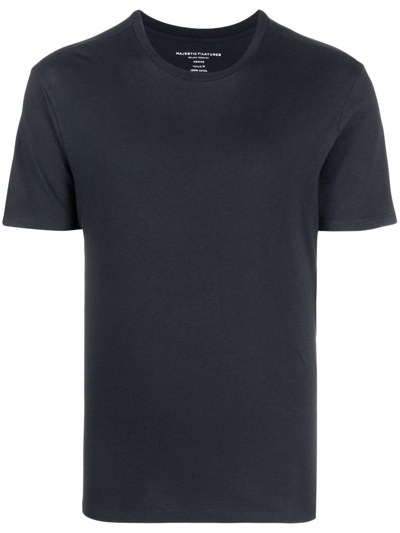 Majestic Short-sleeve Cotton T-shirt In Blau