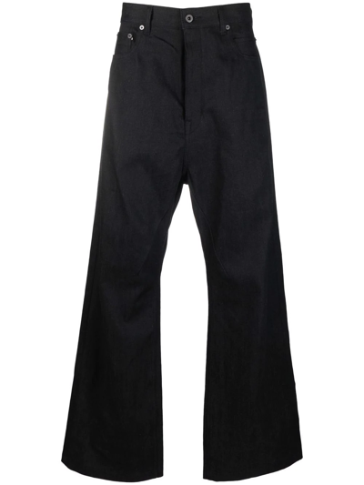 Rick Owens High-waisted Wide-leg Trousers In Nero