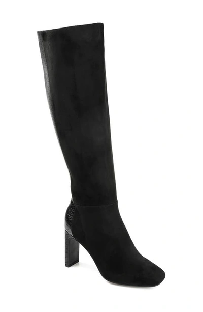 Journee Collection Elisabeth Croc Embossed Tall Boot In Black