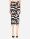 Dolce & Gabbana Zebra Sequined Midi Skirt W/ Mesh Back In Multicolor