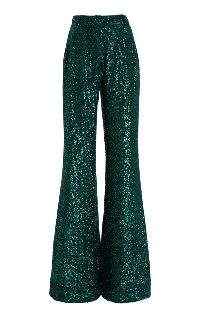 Elie Saab Women's Paillette Silk-blend Trousers In Green