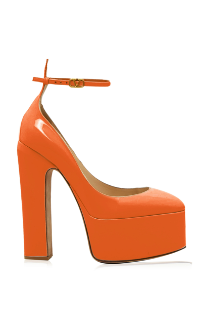 Valentino Garavani Tan-go Platform Pump In Patent Leather 155mm Woman Orange 39.5