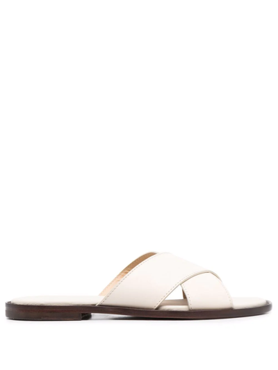 Doucal's Cross-strap Leather Sandals In Neutrals