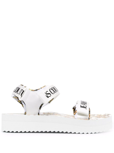 Versace Jeans Couture Miami Dis 36 Shoes Ribbon Printed Neoprene Gummy In White